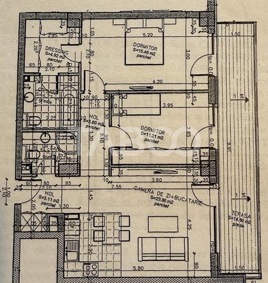 Apartament cu 3 camere semidecomandat, mobilat în Bună Ziua