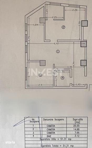 Apartament cu 3 camere nedecomandat în Tătărași