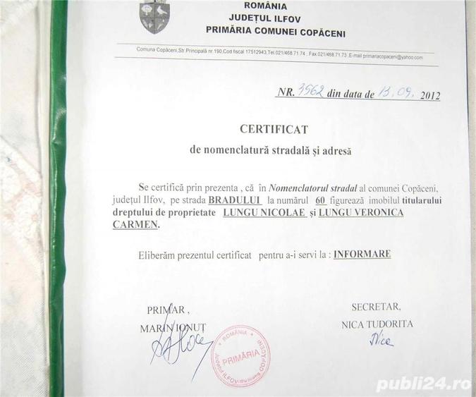Teren de 644 mp, în Copăceni