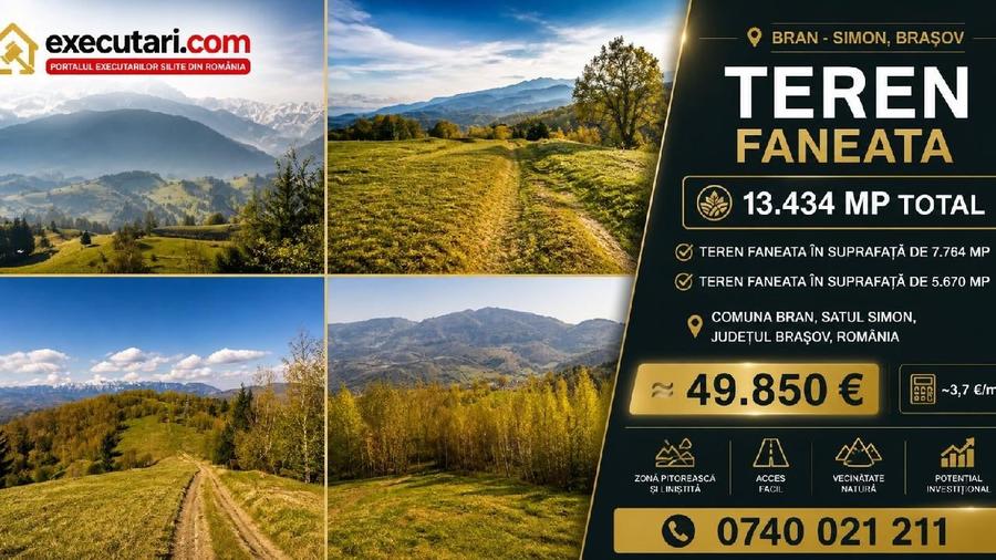 Teren extravilan de 13434 mp, în Bran
