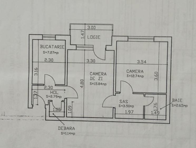 Apartament cu 2 camere semidecomandat în Podu Roș