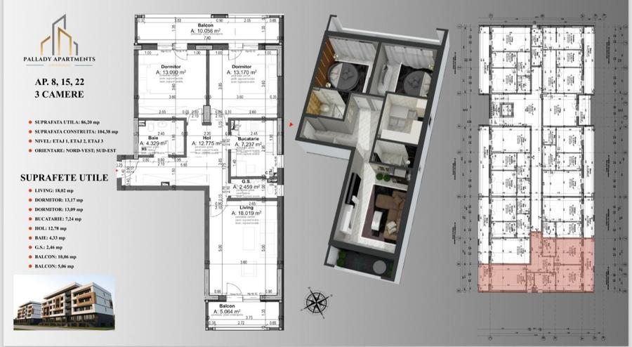 Apartament cu 3 camere decomandat în Theodor Pallady