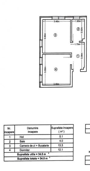Apartament cu 2 camere decomandat în Militari