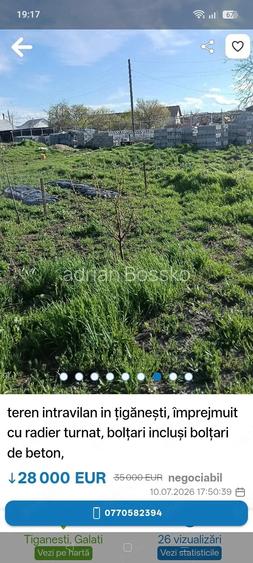 teren intravilan in ?igane?ti,la 5 minute de Tecuci,imprejmuit, bol?ari inclu?i bol?ari de beton,