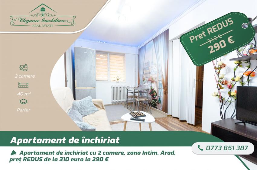 Apartament cu 2 camere decomandat, mobilat în Intim