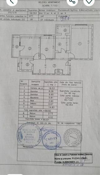 Apartament cu 3 camere decomandat în Central