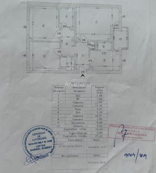 Apartament de vânzare cu 3 camere 78 mp decomandat strada Veteranilor etaj 2