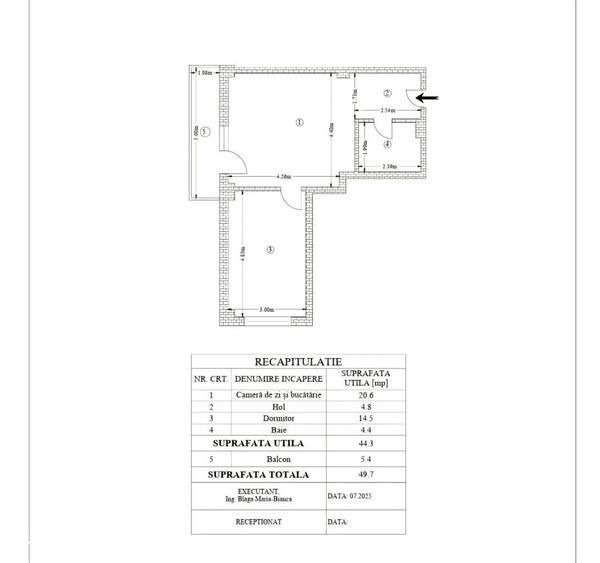 Apartament cu 2 camere semidecomandat în Rediu