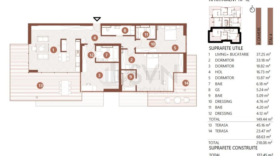 Apartament cu 4 camere decomandat în Floreasca