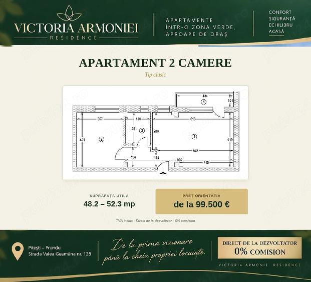Apartament cu 3 camere semidecomandat în Prundu
