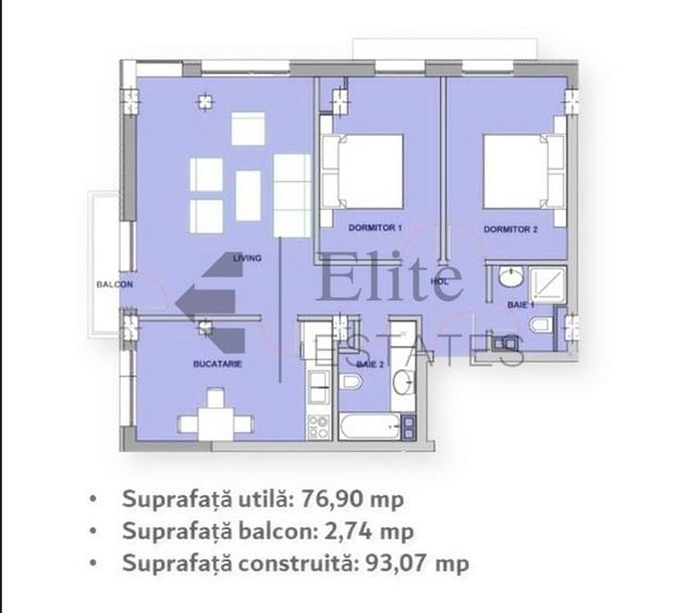 Apartament cu 3 camere în Cantemir