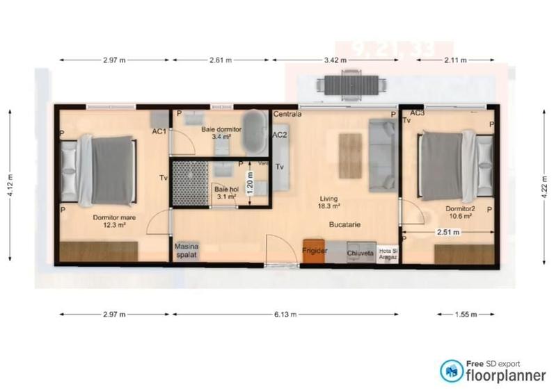 Apartament cu 3 camere în Nord