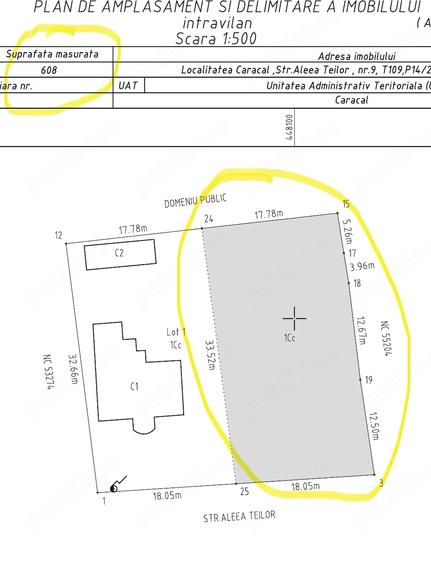 Casă cu Teren 1224 Mp în Central