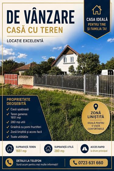 Casă cu Teren 1651 Mp în Feldioara