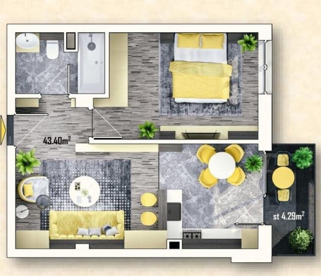 Apartament cu 2 camere decomandat în Sânnicoară