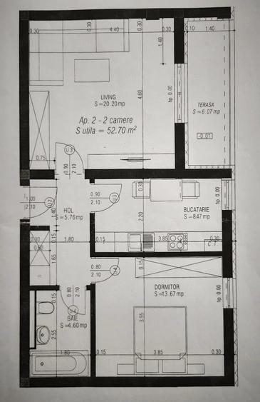 Apartament cu 2 camere decomandat în Braytim