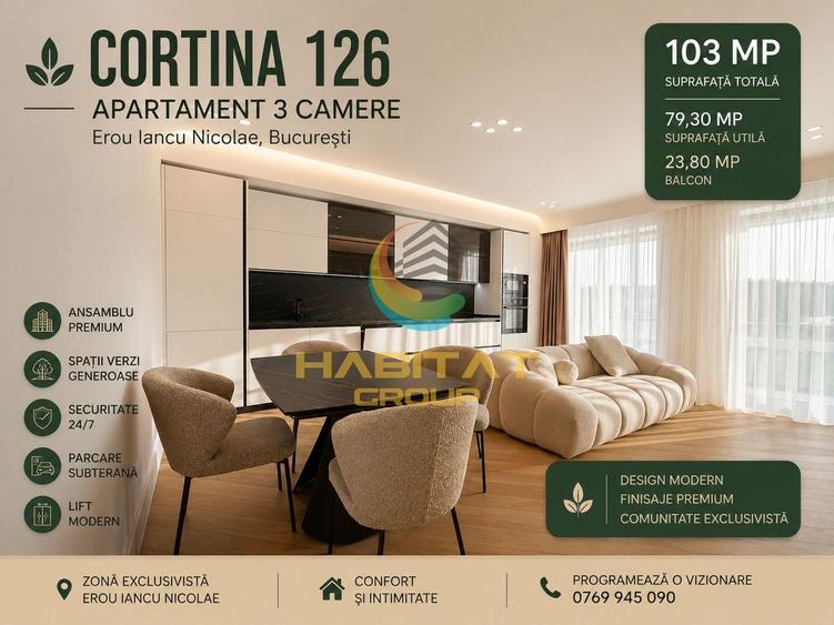 Vânzare Apartament 3 camere| Cortina 126 PIPERA  | Erou Iancu Nicolae - 1