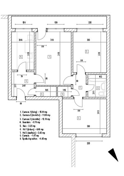 Apartament cu 3 camere semidecomandat, mobilat în Obor