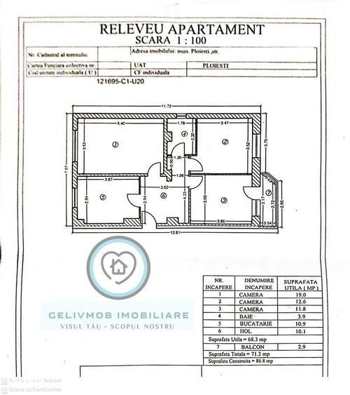 Apartament cu 3 camere decomandat în Cantacuzino