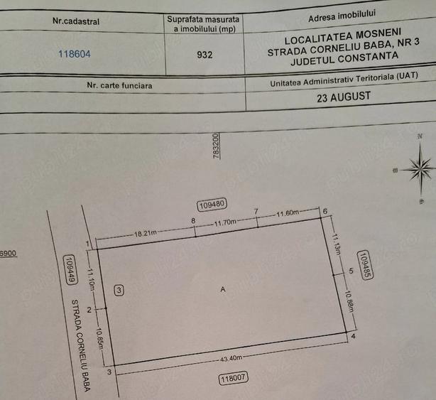 Teren de 932 mp, în Moșneni
