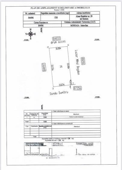 Teren Construcții intravilan de 538 mp, în Moșoaia