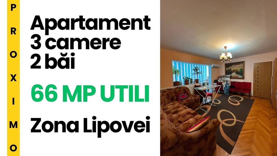 Apartament cu 3 camere semidecomandat, mobilat în Lipovei