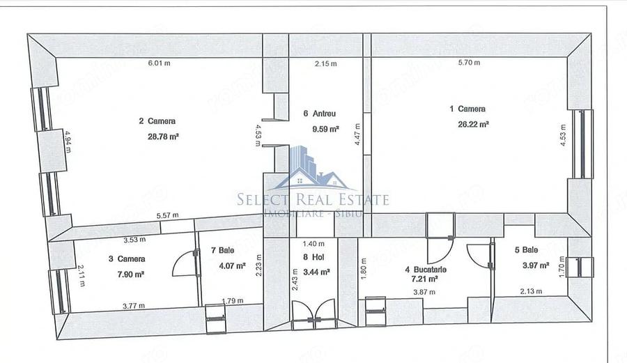 Apartament cu 3 camere decomandat în Est