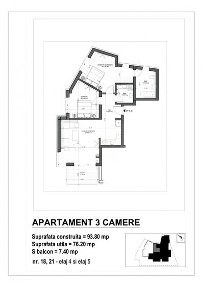 3 camere | Ultracentral Dacia-Mosilor | 76 mp | 2 bai | Etaj 4 - 18