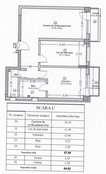 Apartament cu 3 camere decomandat, mobilat în Torontalului