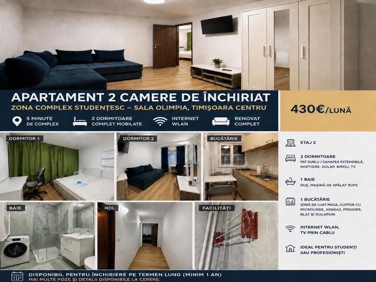 Apartament cu 2 camere decomandat în Complex Studențesc