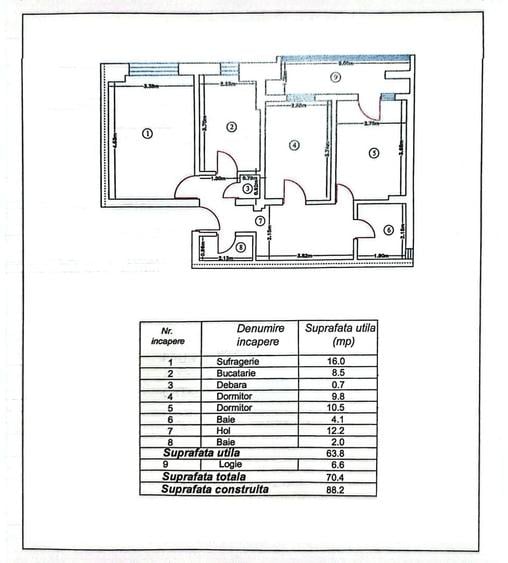 Apartament cu 3 camere, etaj 7, mobilat si utilat, VASLUI - zona GARA; - 11