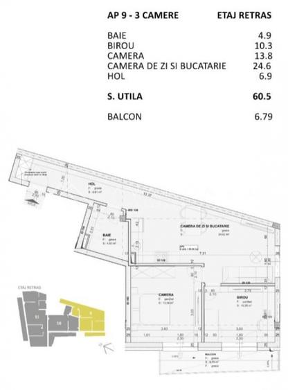 Apartament cu 3 camere semidecomandat în Central