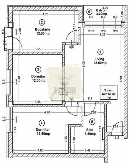 Apartament cu 3 camere decomandat, mobilat în Turnișor