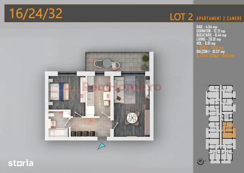 Apartament cu 2 camere în Theodor Pallady