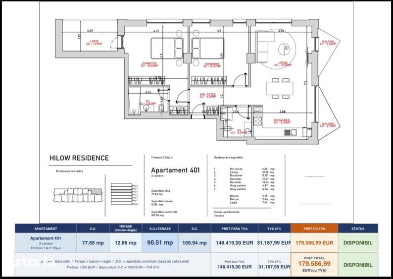 Apartament cu 3 camere decomandat în Central