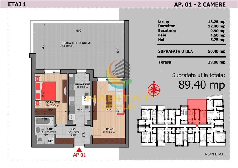 Apartament 2 Camere cu terasa 39Mp Sector 4 Grand Arena - 2