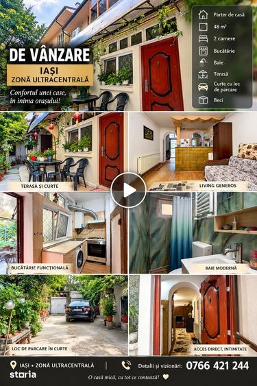 Casă cu 2 camere cu Teren 48 Mp în Podu Roș