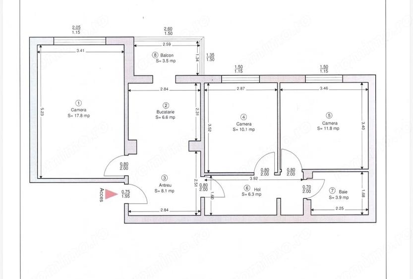 Apartament cu 3 camere decomandat în Decebal
