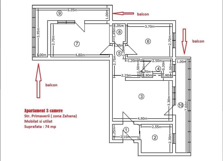Apartament cu 3 camere în Zahana