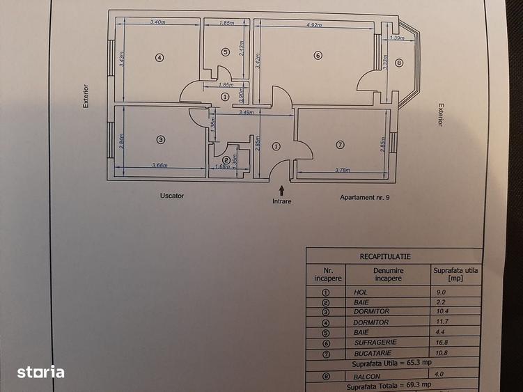 Apartament cu 3 camere decomandat în Central