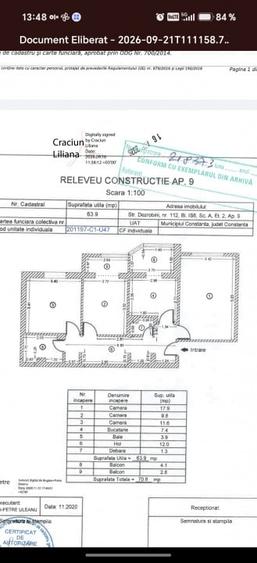 Apartament cu 3 camere decomandat în Inel II