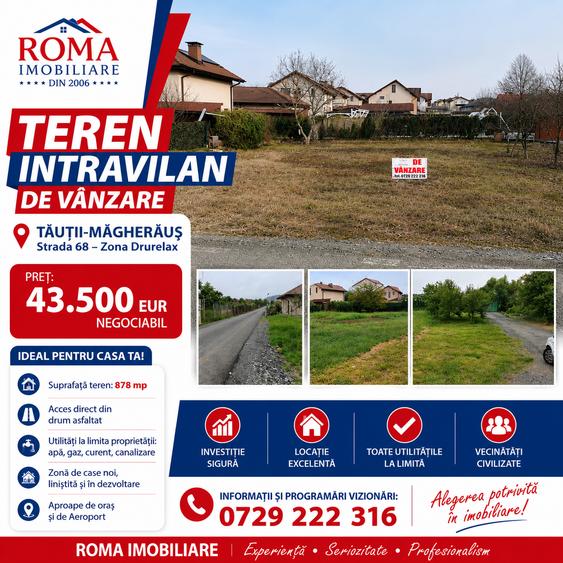 Teren intravilan de 878 mp, în Tăuții-Măgherăuș