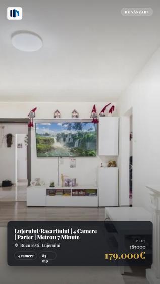 Apartament cu 4 camere decomandat, mobilat în Lujerului