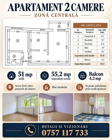 Apartament cu 2 camere decomandat în Exterior Vest