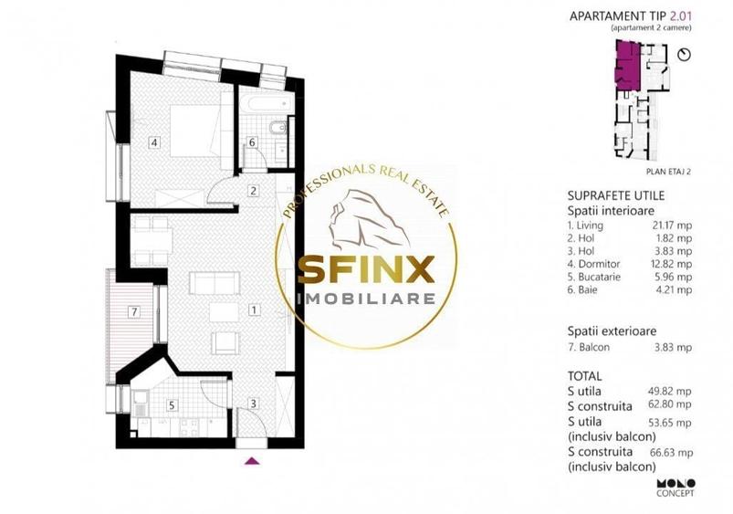 Apartament cu 2 camere în Ștefan cel Mare