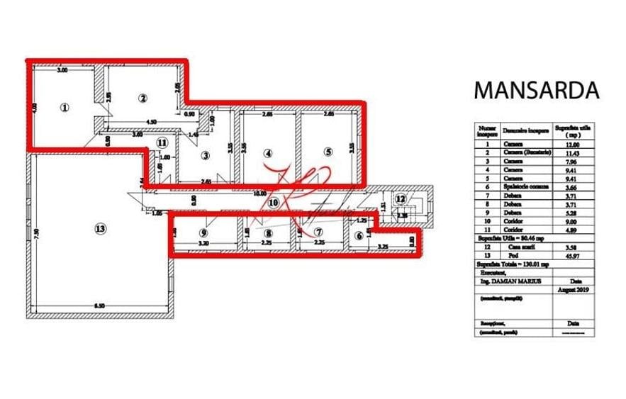 Apartament cu 3 camere semidecomandat în Libertății