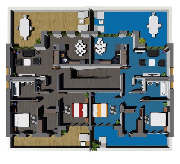 Penthouse cu 3 camere decomandat în Micro 14