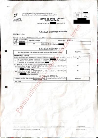 Teren de 700 mp, în Est
