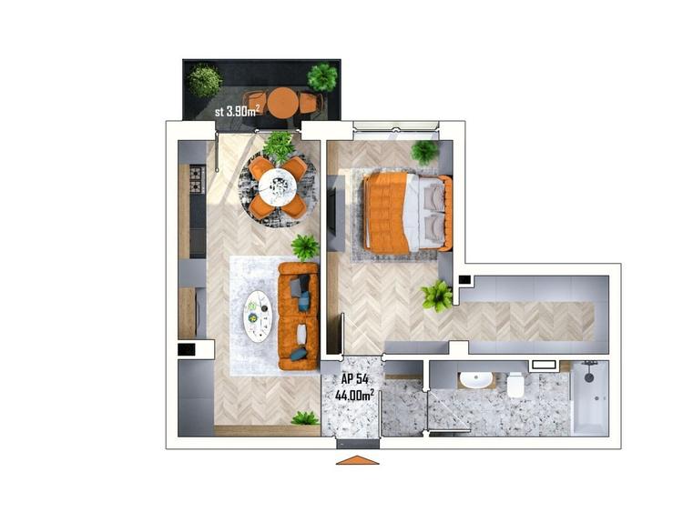 Apartament cu 2 camere în Apahida