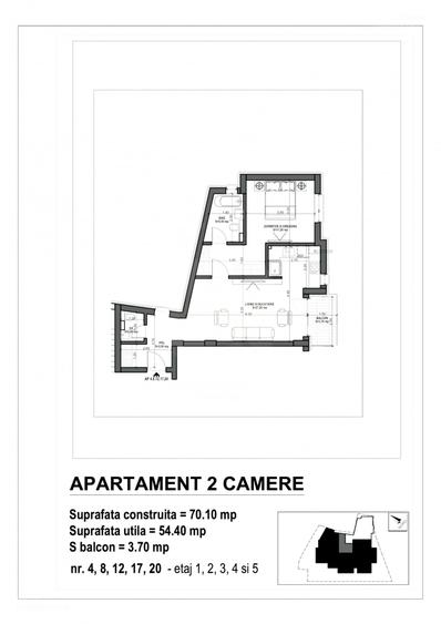 Apartament cu 2 camere semidecomandat în Eminescu